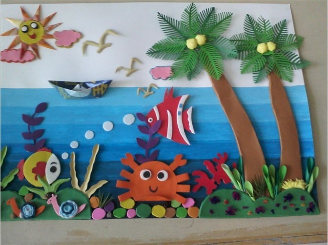 幼儿园纸雕作品:海洋世界